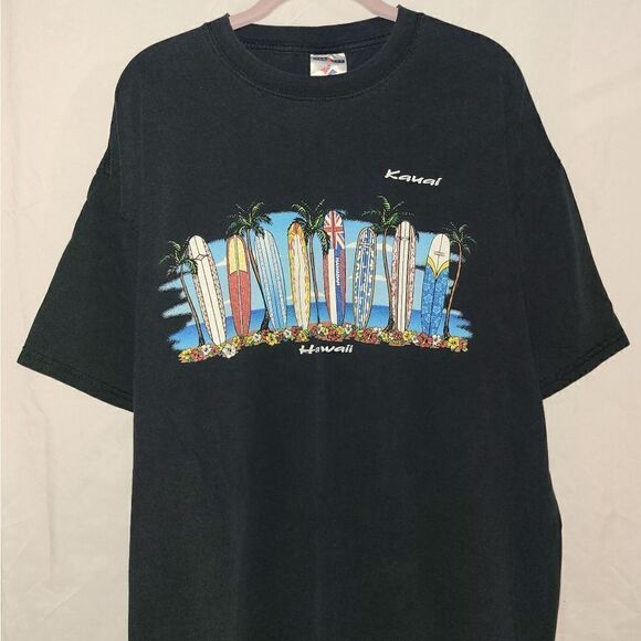 Jerzees kauai Hawaii Surf Boards Black T-shirt Size 2X - Picture 1 of 9